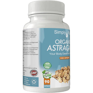 Simply Pure Organic Astragalus | Immunity Boost & Healthy Ageing | 500Mg Capsules X 90 |100% Pure Soil Association Certified | Gluten Free | GM Free | Vegan