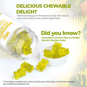 Magnesium Glycinate Gummies 800Mg - Sugar Free Magnesium Supplement with Ashwagandha, Lemon Balm Extract & Coq10 for Calm Mood & Muscle, Sleep Support - 60 Gummies (Pineapple Flavor) (1)