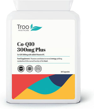 Troo Health Coq10 Supplement 300Mg plus - 60 Capsules - High Strength Trans Form Co Enzyme Q10 Enhanced with Vitamin B1 to Support Healthy Heart Function & Energy Metabolism - 2 Month Supply – UK Made