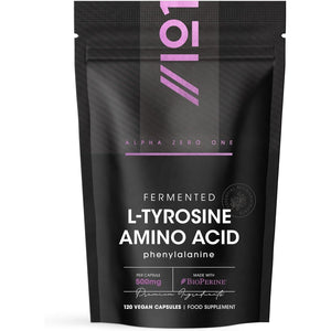 Fermented L-Tyrosine 500Mg with Bioperine - 120 Capsules - Essential Amino Acid Support (120 Day Supply) by Alpha01