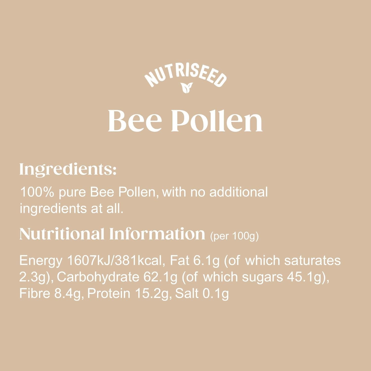 Nutriseed Bee Pollen 100G - Nutrient Rich Complete Superfood with Vitamins, Minerals, Amino Acids & Fatty Acids, Rich in Protein & Antioxidants, 100% Natural, Gluten-Free, Sourced from Spain