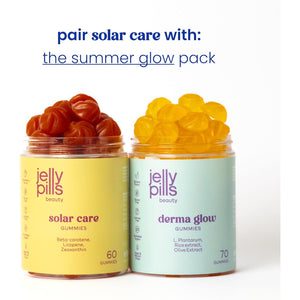 Jelly Pills® Beta Carotene Gummies with Lycopene, Copper and Vitamins A, C and E - No Sugar Added - 60 Strawberry Flavoured Vegan Gummies to Accelerate Your Skin'S Tanning Process