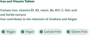 Flora Iron and Vitamin Supplement, Gluten-Free, Lactose-Free - 84 Vegan Tablets (Pack of 2) 168 in Total