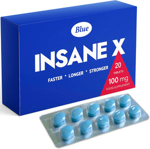 INSANE X - 20 Extra Strong Pills for Men UK - Natural Fast-Acting Maca Ginseng Tablets for Men - for Enhanced Performance