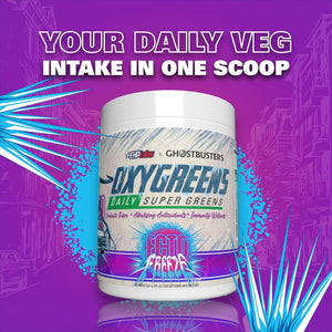 Ehplabs X Ghostbusters Frozen Empire: Oxygreens Super Greens Powder Superfood - Spirulina & Greens Supplement W/Prebiotic Fibre, Antioxidants & Immunity Support. Ecto Freeze (Grape Lollipop) 30 Serve