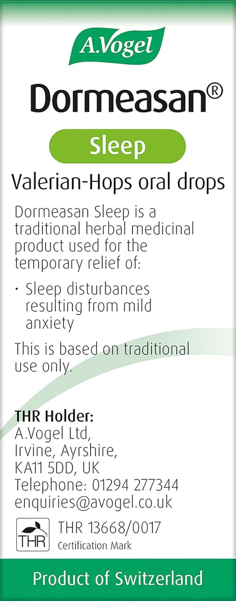 A.Vogel Dormeasan Sleep Valerian-Hops Oral Drops | Just Take 30 Drops before Bedtime | 58 Days of Supply | Sleeping Aid | Extracts of Fresh Valerian Root | 50Ml