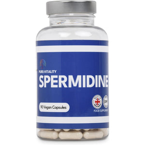 Pure Vitality : Spermidine Trihydrochloride 98% Purity - 90 X 8Mg Vegan Capsules - GMP HACCP Certified - UK Manufacturer - Gluten Free - Lab Tested - Optimal Dosage