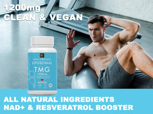 TMG 120 Capsules (1200Mg) 99% Pure Trimethylglycine Supplement as Betaine | High Strength 1-A-Day | 4 Months Supply | Liver Heart Health | Liposomal Delivery for Max Absorption, Longevity, Vegan