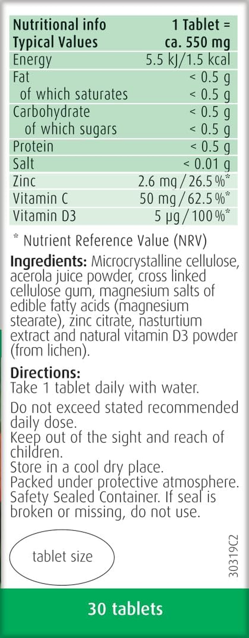 A.Vogel Immune Support | Vegan Multivitamin | Vitamin C, Vitamin D and Zinc | 30 Tablets