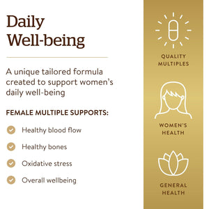 Solgar Female Multiple Tablets - Pack of 120 - to Support Healthy Blood Production and Fight Stress - with Vitamin B12, C, E, Iron and Zinc - Vegan