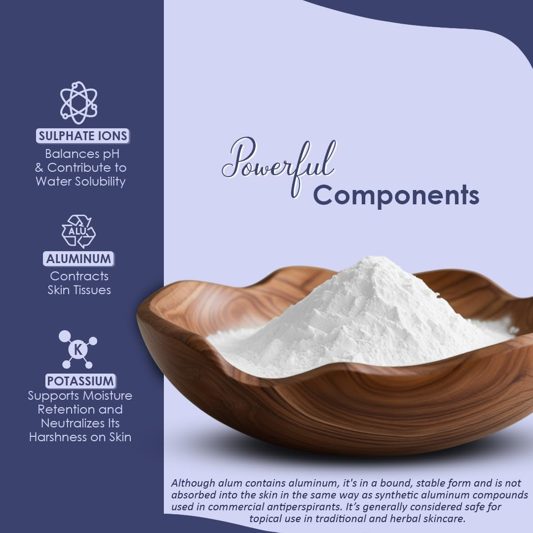 Mi Nature Alum Powder Potassium (Fitkari/Phitkari) -100% Natural Skincare for Acne, Odor Control & Water Purification Face Mask for |Pore Refining 227G |Face Pack Powder |Cruelty-Free