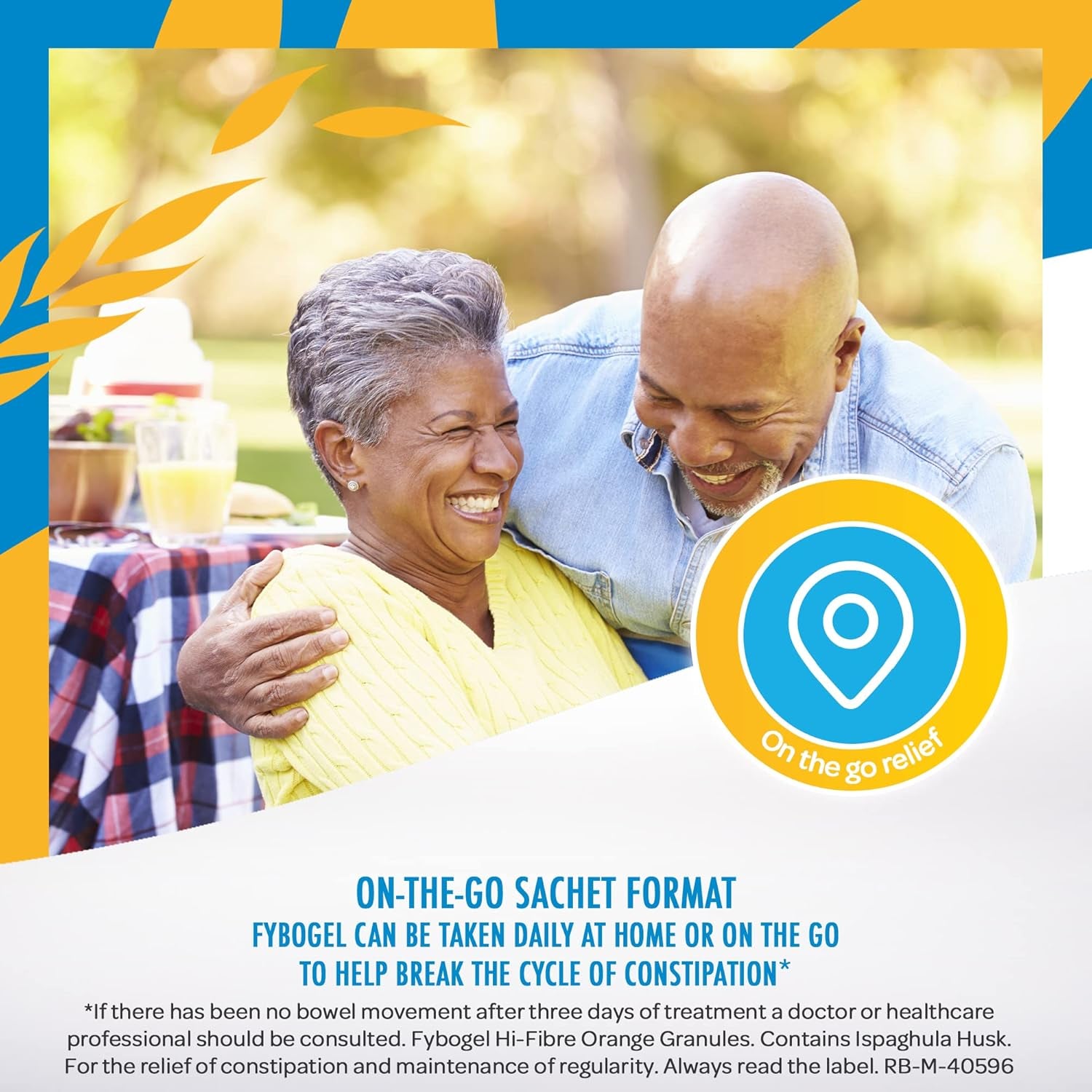 Fybogel Hi Fibre Sachets Orange Flavour 30 Pack - Gentle Constipation Relief, Easy Mix Powder, Vegan Friendly