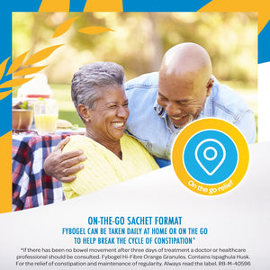 Fybogel Hi Fibre Sachets Orange Flavour 30 Pack - Gentle Constipation Relief, Easy Mix Powder, Vegan Friendly