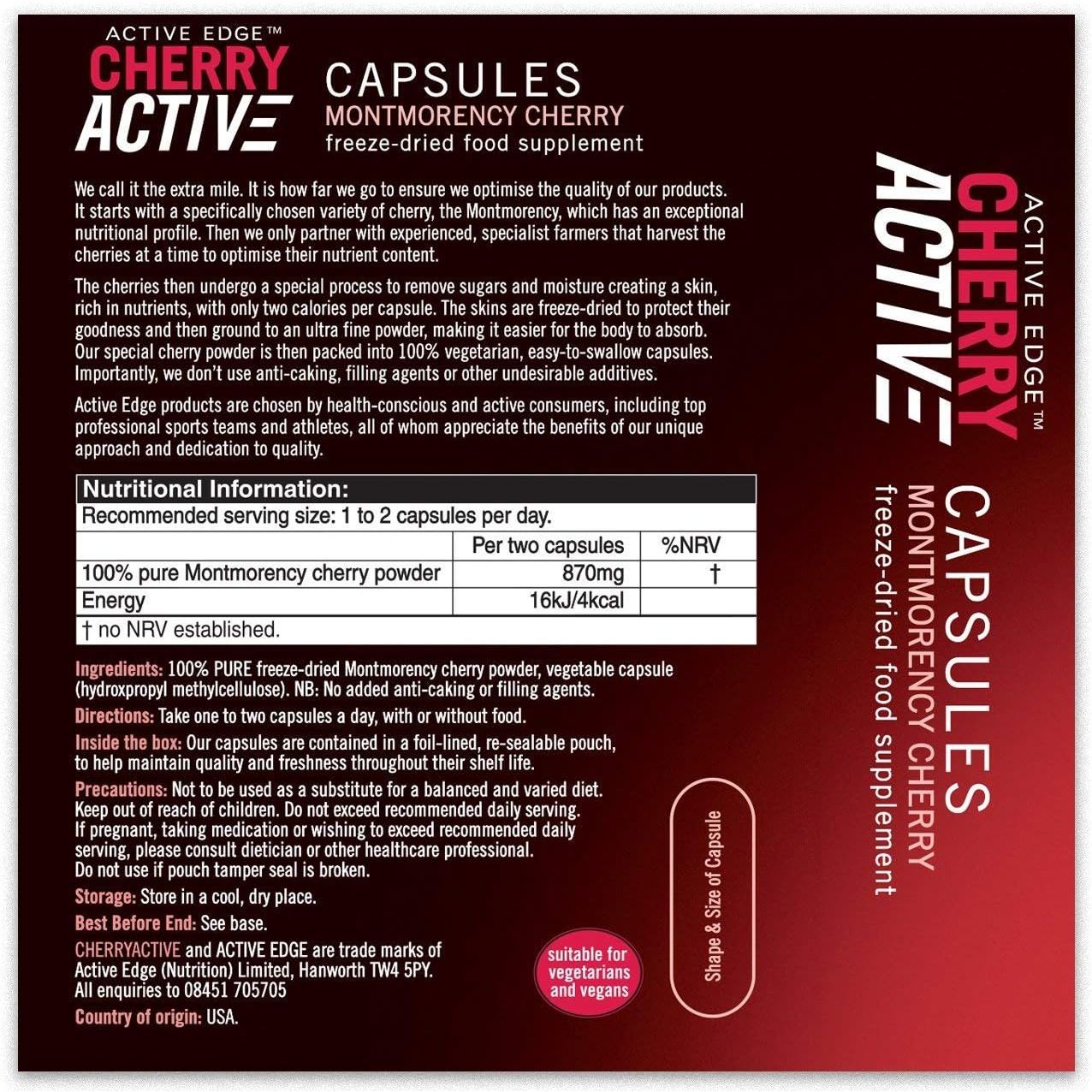 Cherry Active Montmorency Cherry Capsules (Cherry Active) 60'S (Pack of 4)