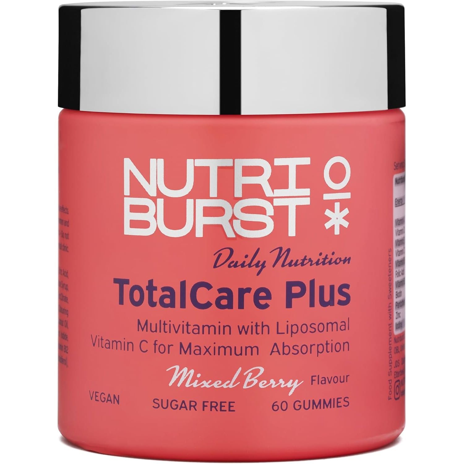 Nutriburst Totalcareplus - Multivitamin with Vitamin C, D, B12 + Zinc - Immune System Support - Berry Flavour - 60 Gummies 1 Month Supply - Suitable for Vegans