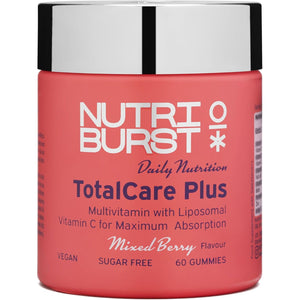 Nutriburst Totalcareplus - Multivitamin with Vitamin C, D, B12 + Zinc - Immune System Support - Berry Flavour - 60 Gummies 1 Month Supply - Suitable for Vegans