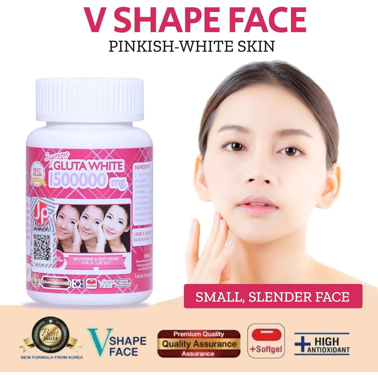 Supreme Gluta White 1500000Mg for Skin Lightening, Skin Moisturizer, Collagen Stimulator Healthy Blood Circulation | L-Glutathione 30 Softgels (Pack of 3)