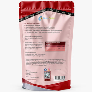 Iron Tablets High Strength 14Mg | 365 Count | 12 Months Supply | Vegan Iron Supplements for Women and Men | Ferrous Fumarate Energy | Reduces Tiredness and Fatigue | UK Made Vitamin