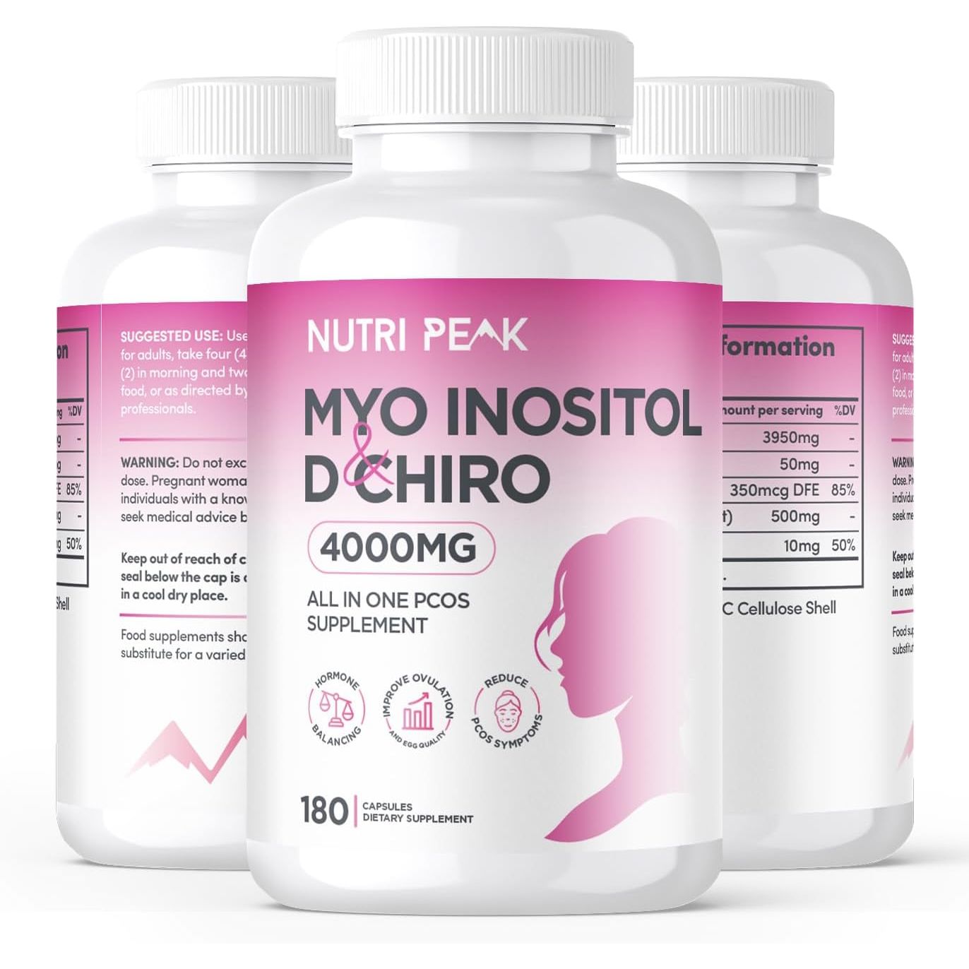 Max Strength Myo-Inositol & D Chiro | All in One PCOS Supplement | 4000MG | 180 Capsules | Hormone Balance for Women | Fertility Supplement for Women | Vegan & Gluten Free