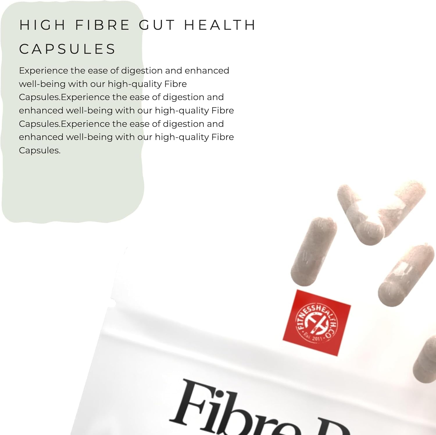 Fibre Pro Capsules - Inulin Powder Husk Powder Digestive System Supplement 60 Capsules