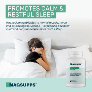 MAGSUPPS Triple Magnesium Complex for Muscles, Calm, Sleep & Energy - 300Mg of Pure Magnesium Glycinate, Malate & Citrate - 120 Capsules - 40 Servings - UK Made - Lab Tested - No Fillers