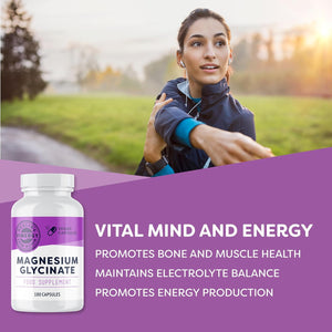 Vimergy Pure Magnesium Glycinate Supplement – High Strength Magnesium 310 Mg – Supports Sleep, Energy & Reduces Fatigue – Stomach-Friendly Supplements Not Malate or Citrate – Made in USA
