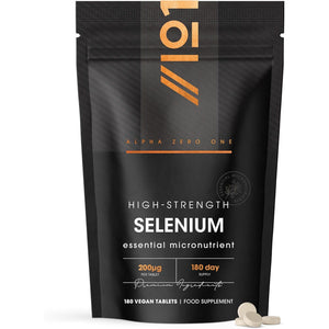 Selenium 200Mcg - 180 Tablets – Yeast Free L-Selenomethionine Supplements – Natural Immune System & Thyroid - Resealable and Recyclable Pouch by Alpha01