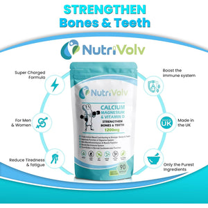 Calcium Magnesium & Vitamin D High Strength Vegan Capsules Strengthen Bones & Teeth & Joints Support | 90 Capsules