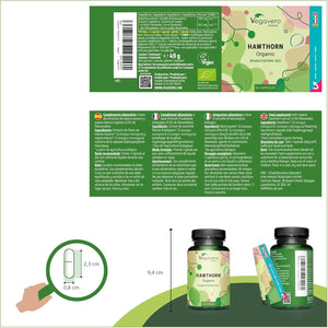 Vegavero Organic Hawthorn Berry Capsules | 2800 Mg (4:1 Extract) | NO Additives | Lab-Tested | Natural Antioxidants Supplement | Vegan