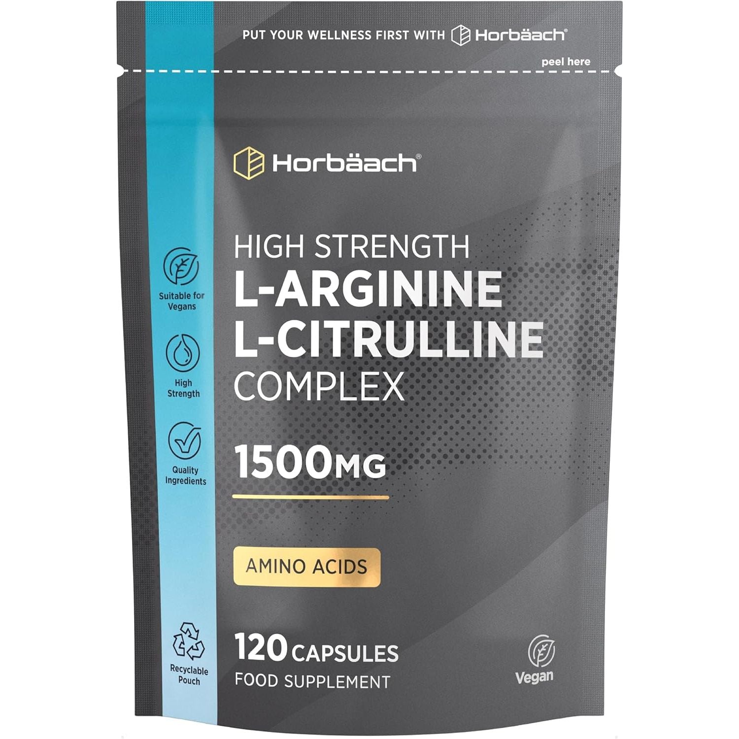 L Arginine and L Citrulline 1500Mg Capsules | 120 Count | Amino Acids | Supplements for Men and Women | Suitable for Vegans & Vegeterians | by Horbaach