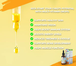 Actikid Multi-Vitamin Drops 25Ml, Gelatine Free (Vitamin Drops for Babies, Infants and Children), Immunity Boost