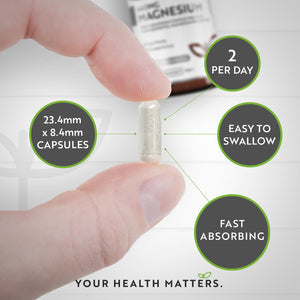 Super Strength 1480Mg – 180 Vegan Magnesium Citrate Capsules Not Magnesium Tablets – High Absorption, Premium Magnesium Supplements – 90 Days Supply – Made in the UK by Nutravita