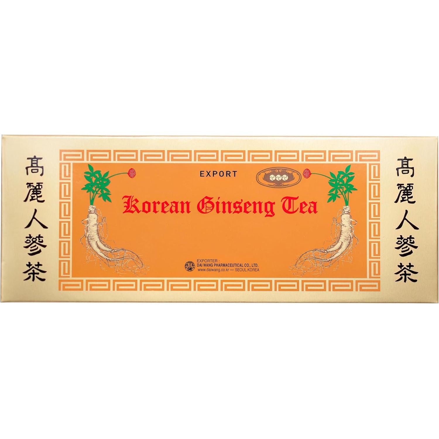 Dai Wang Pharmaceutical Co Ltd - Korean Ginseng Tea. Using High Grade Roots from 6-Year-Old Ginseng. Each Sachet Contains Extract from 1800Mg Panax Ginseng Root, or 80Mg/G Saponin. Box of 42 Sachets
