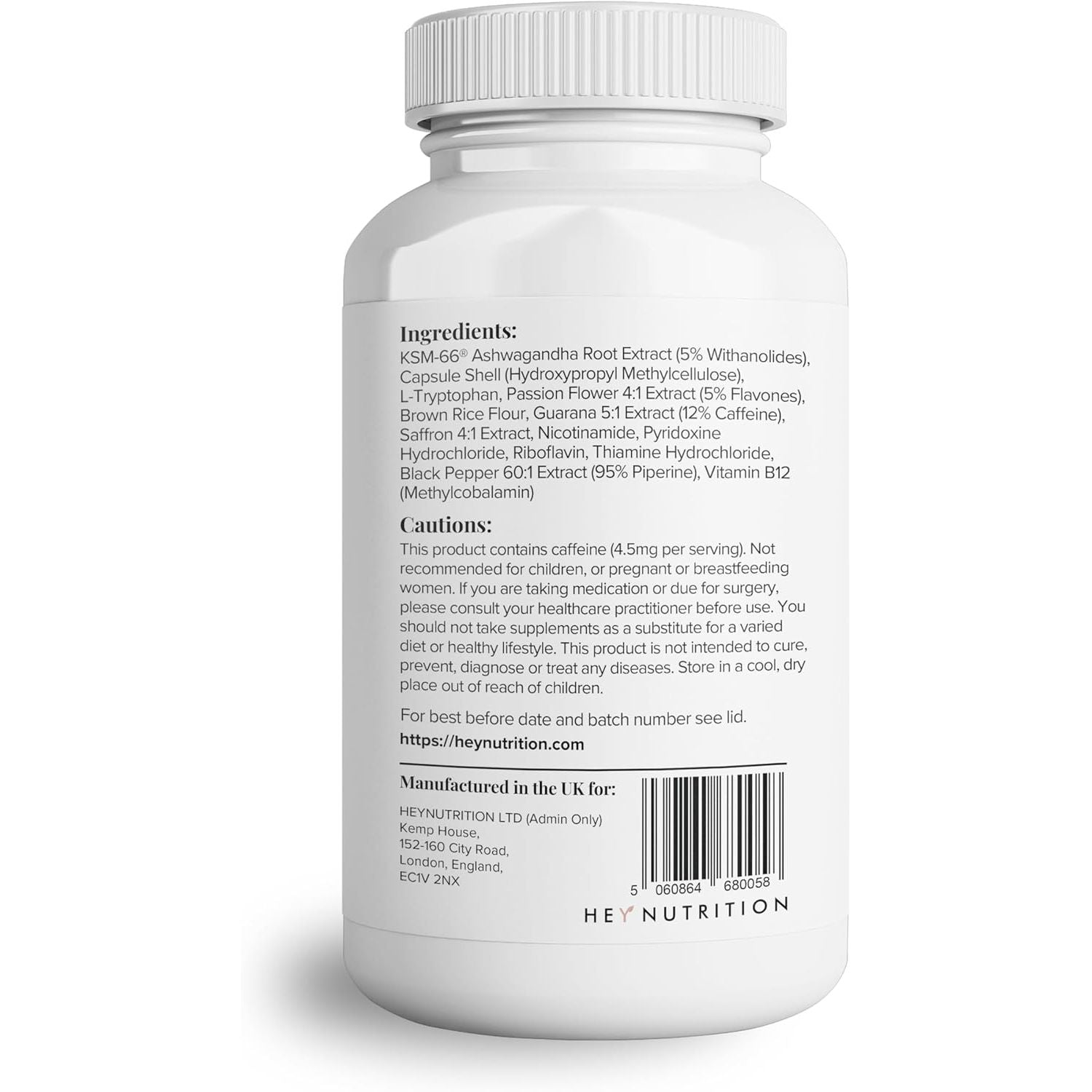 Hey Nutrition Ashwagandha Complex 9000Mg Supplement - High Strength KSM-66 - Boosts Mood & Energy - Reduces Stress - UK Manufactured - All Natural, Non-Gmo - 60 Vegan Capsules