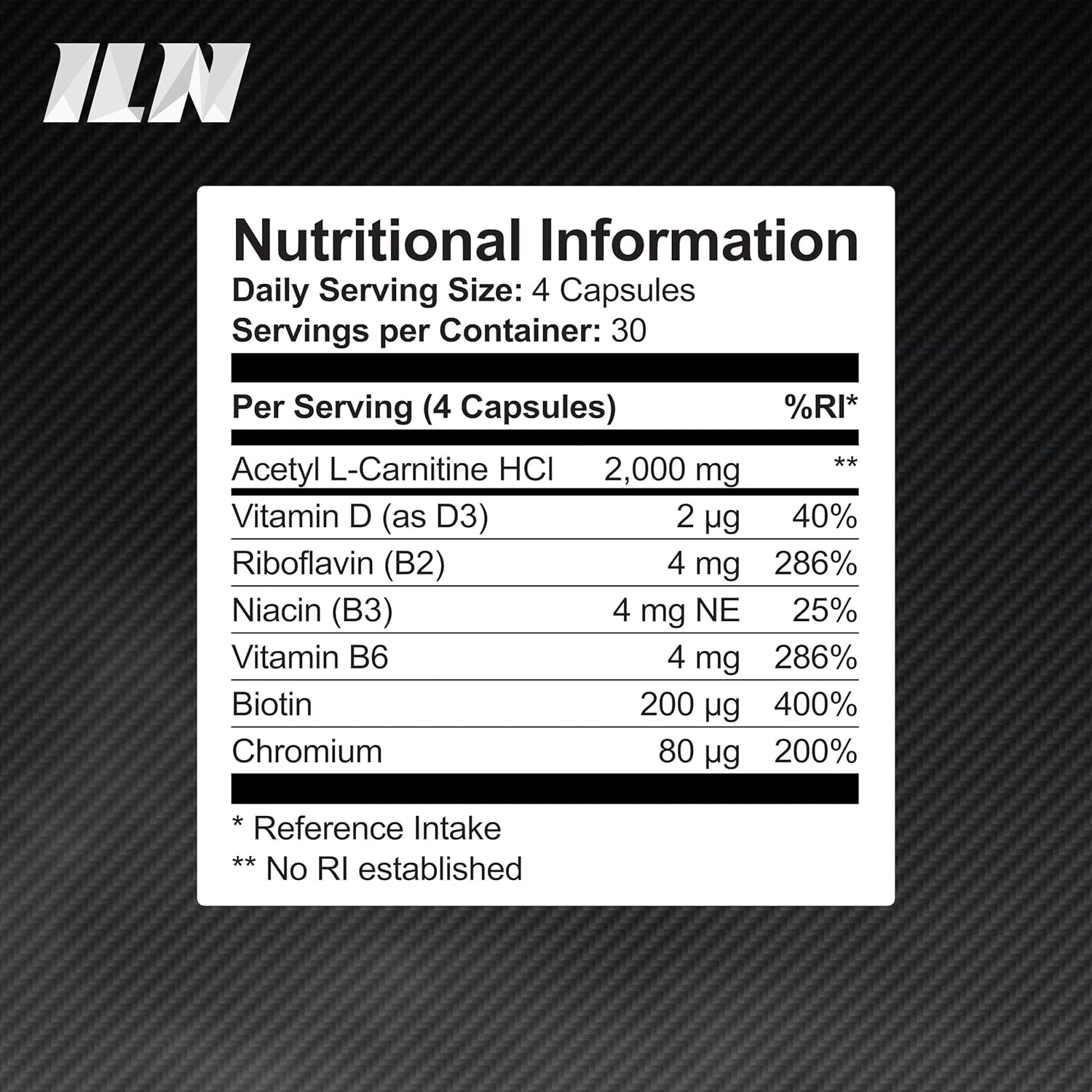 Acetyl L Carnitine Capsules - 2000Mg Acetyl L-Carnitine X 30 Servings - Carnitine plus 6 Added Nutrients (120 Vegetarian Capsules)