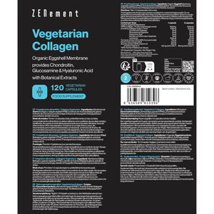 Vegetarian Collagen from Organic Eggshell Membrane – Natural Source of Glucosamine, Hyaluronic Acid and Chondroitin, with Botanical Extracts – for Joints and Skin – 120 Vegetarian Capsules