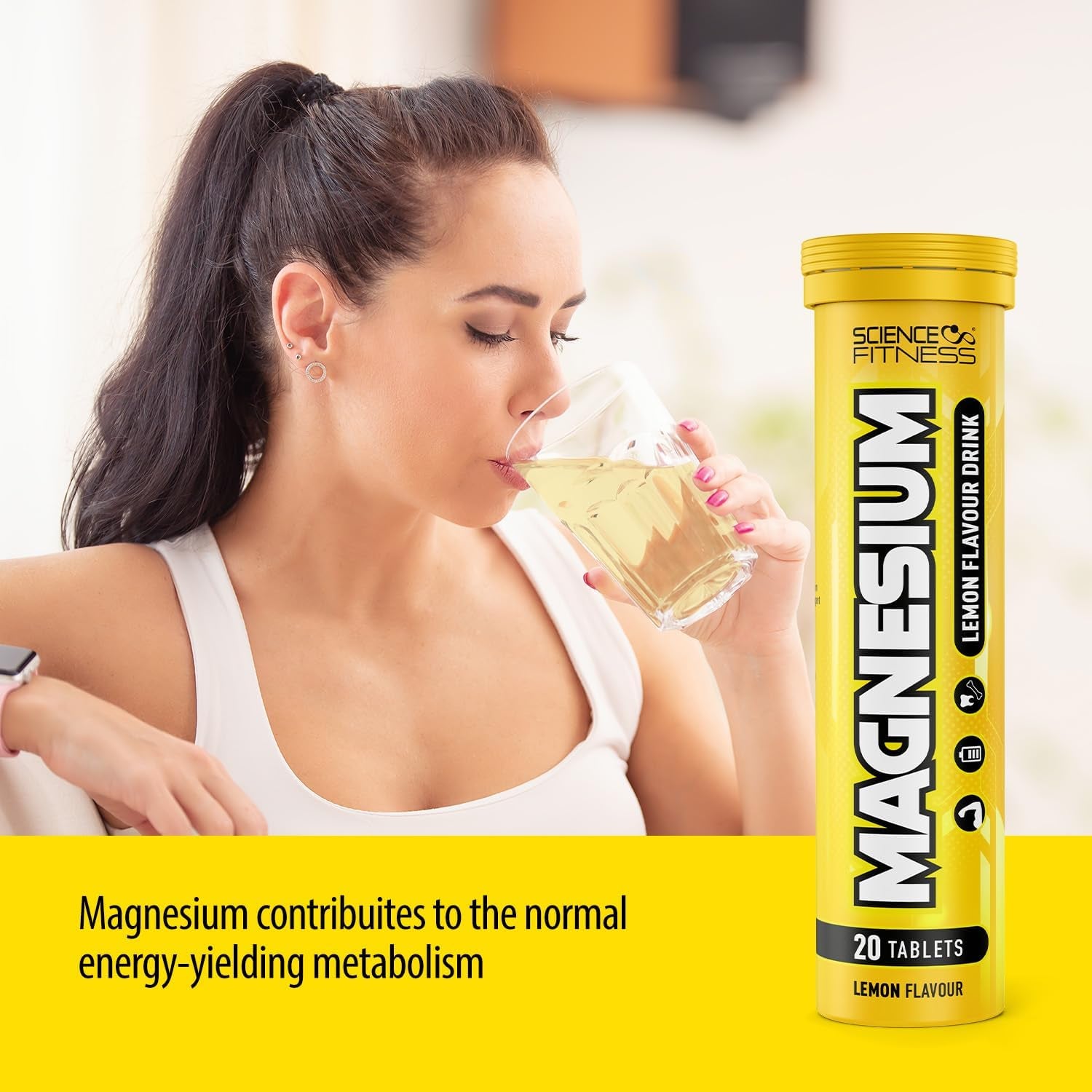 Magnesium Lemon Flavour Effervescent Tablets -120 Tablets for Normal Muscle Functions, Suitable for Vegans and Vegetarians, Magnesium 375 Mg per Serving