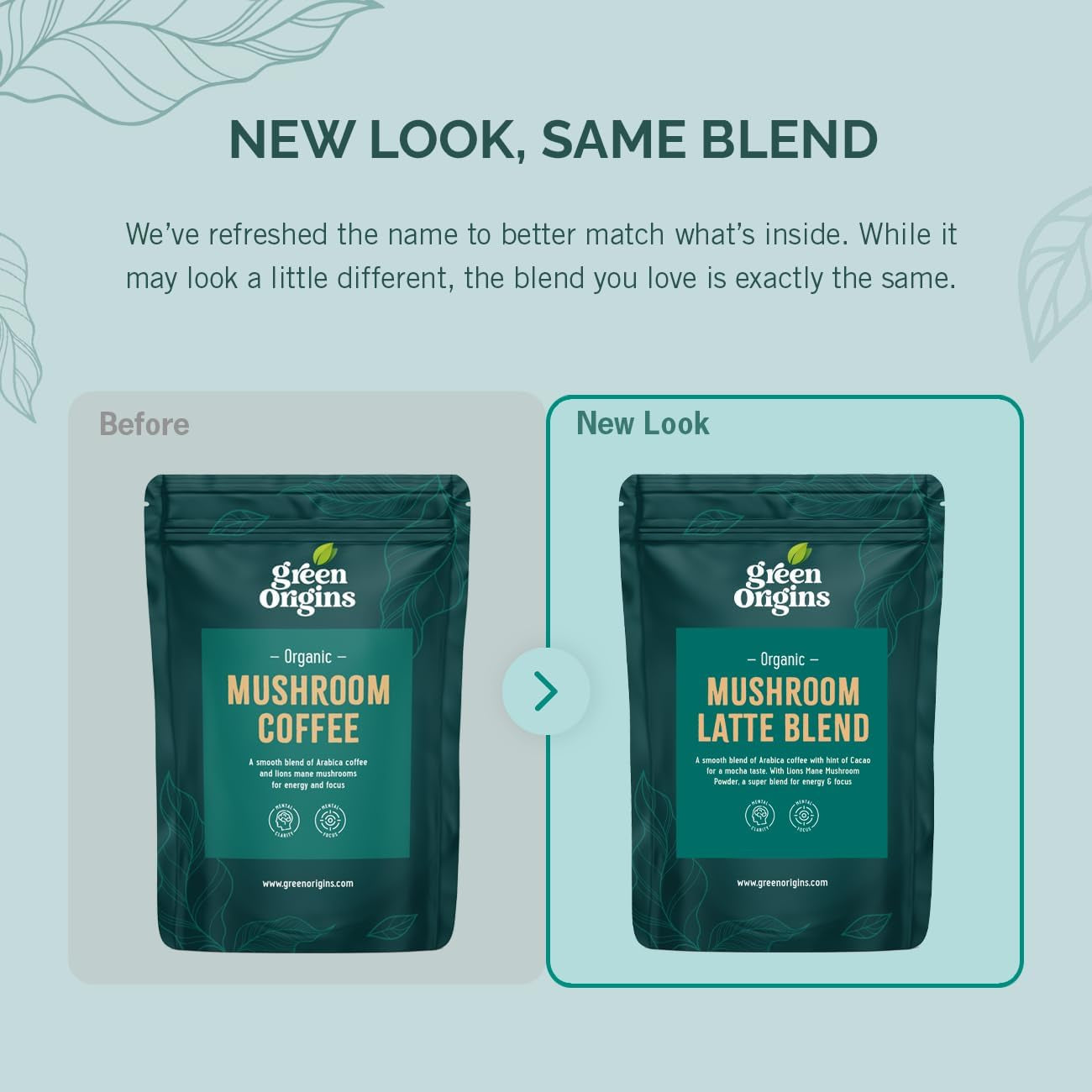 Green Origins Organic Super Mushroom Mocha Latte Blend with Lion'S Mane, Coffee & Cacao for Energy & Focus |10 Servings, 100G | Vegan, Dairy Free, Gluten Free, Kosher, No Added Sugar