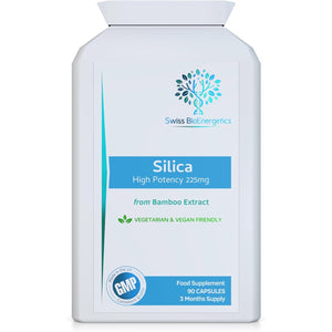 Silica 225Mg - a Potent Highly Bioavailable Form - Naturally Sourced from Bamboo Extract - 90 One-A-Day Vegan Capsules – Exclusively Manufactured in the UK