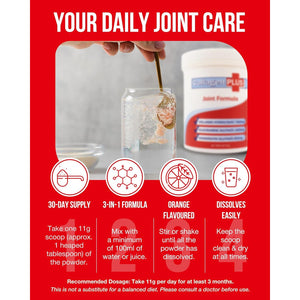 Collagen plus 3-In-1 Powder for Women & Men - Orange Flavoured & Dissolves Easily. with Vitamin C, Glucosamine, Chondroitin & Collagen for Joints - Yeast, Lactose & Gluten Free - 350G