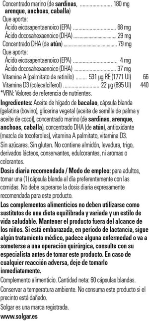 Solgar Super Cod Liver Oil Complex Softgels - Pack of 60 - Essential Fatty Acids, Vitamin a & D - Brain, Vision and Heart Health Support