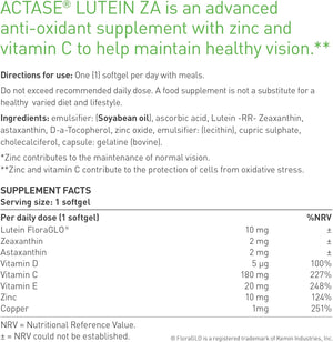 Actase ZA - Double Pack - Scientifically Formulated Lutein and Zeaxanthin Eye Care Supplement with Added Vitamins to Maintain Healthy Vision - 2X30 Softgels