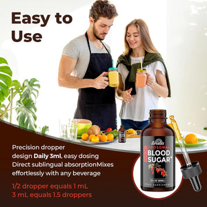 Liposomal Blood Sugar Support Drops - 3000 Mg Advanced Formula for Glucose Support & Metabolic Health - Prebiotic Fibre for Digestive Health – Vegan, Non-Gmo – 60 Ml Liquid Supplement