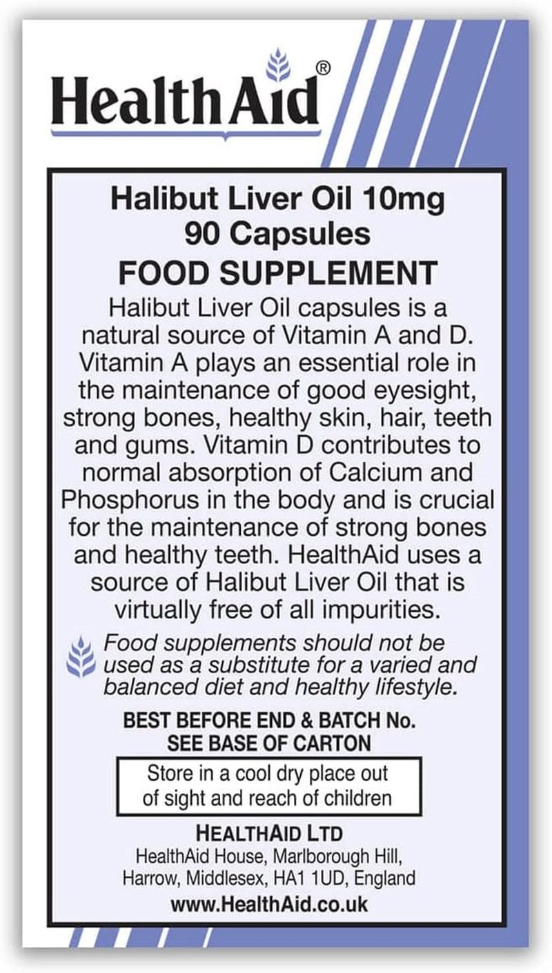 Healthaid Halibut Liver Oil Pack of 2 X 90 Capsules (180 Capsules)