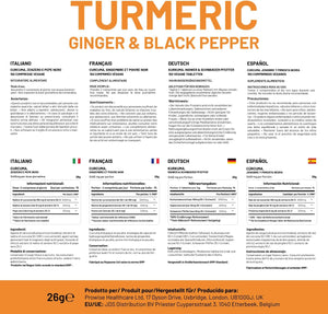 Turmeric Tablets 5400Mg with Black Pepper, Ginger - High Strength Turmeric 95% Curcumin Supplements | 150 Easy Swallow Tablets (Not Capsules or Powder) - Letterbox Friendly - Made in UK - Prowise