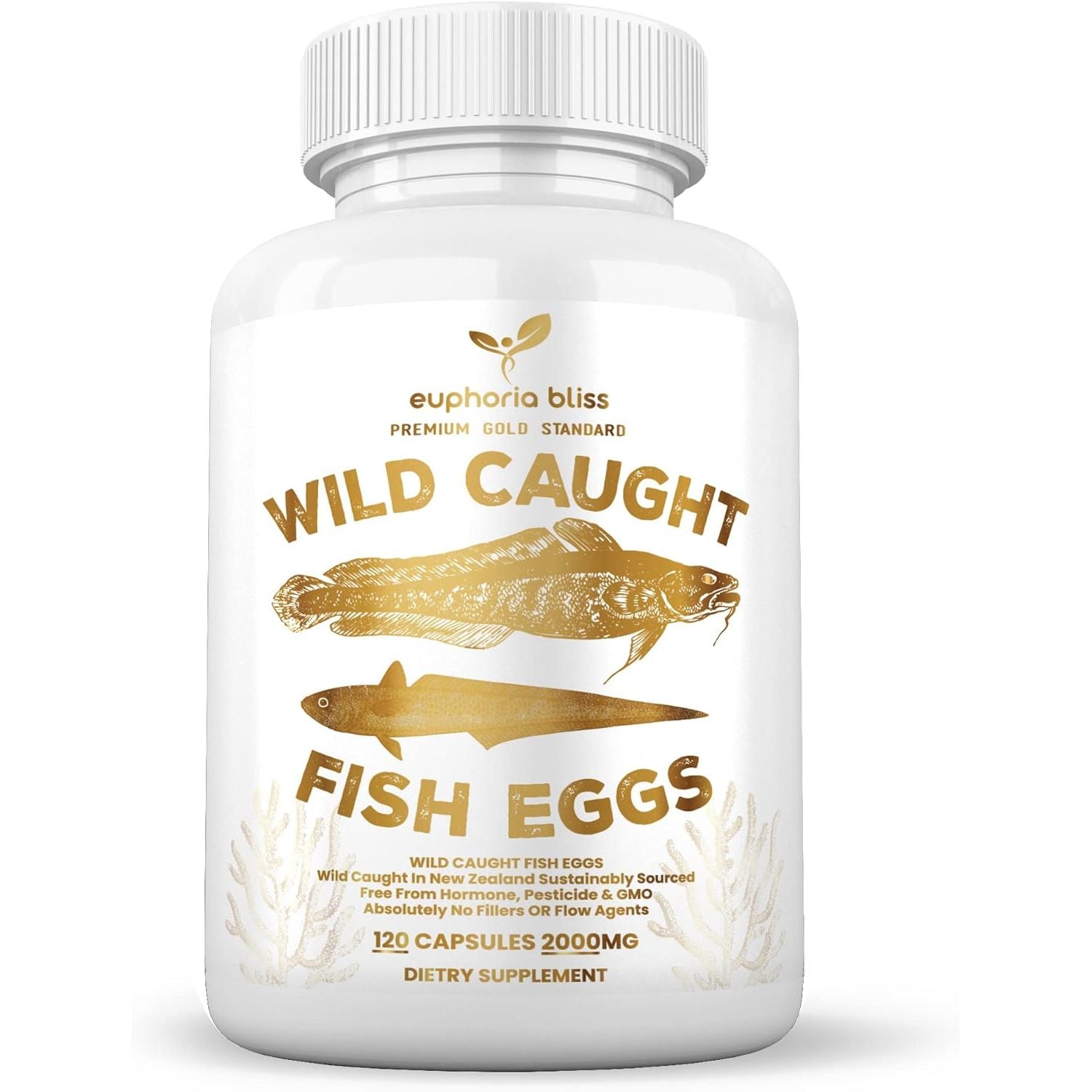 Wild Caught Fish Eggs, Omega 3 Supplement Supports Brain, Heart, Fertility and Inflammatory Health, Whole Food Source of Vitamin D, K2, and A, Non-Gmo, 120 Capsules