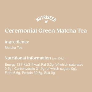 Nutriseed Matcha Green Tea Powder 50G - 100% Matcha Tea Powder, Rich in Antioxidants, L-Theanine & Fibre, Vitamins & Minerals, Boosts Energy, Cleanses Body, Vegan Friendly & Gluten Free, 25 Servings