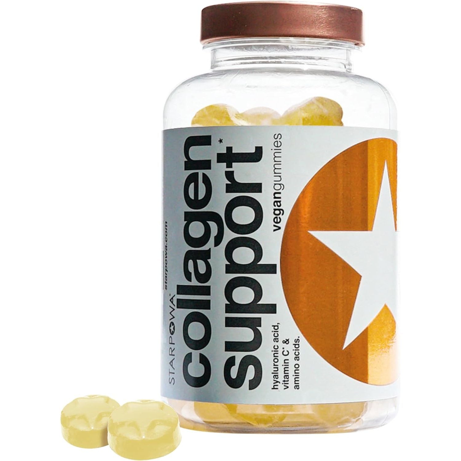 Starpowa Collagen Gummies for Women - Health & Skin Supplements for Healthier Skin, Joints, Hair & Nails - Vitamin C, Hyaluronic Acid & Bamboo Silica - Boosts Collagen Production - Lemonade, 60 Chews