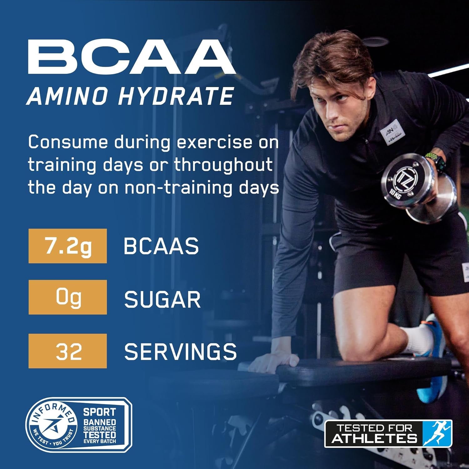 Applied Nutrition BCAA Powder - Branched Chain Amino Acids Bcaas Supplement, Amino Hydrate Intra Workout & Recovery Energy Drink (450G - 32 Servings) (ICY Blue Raz)