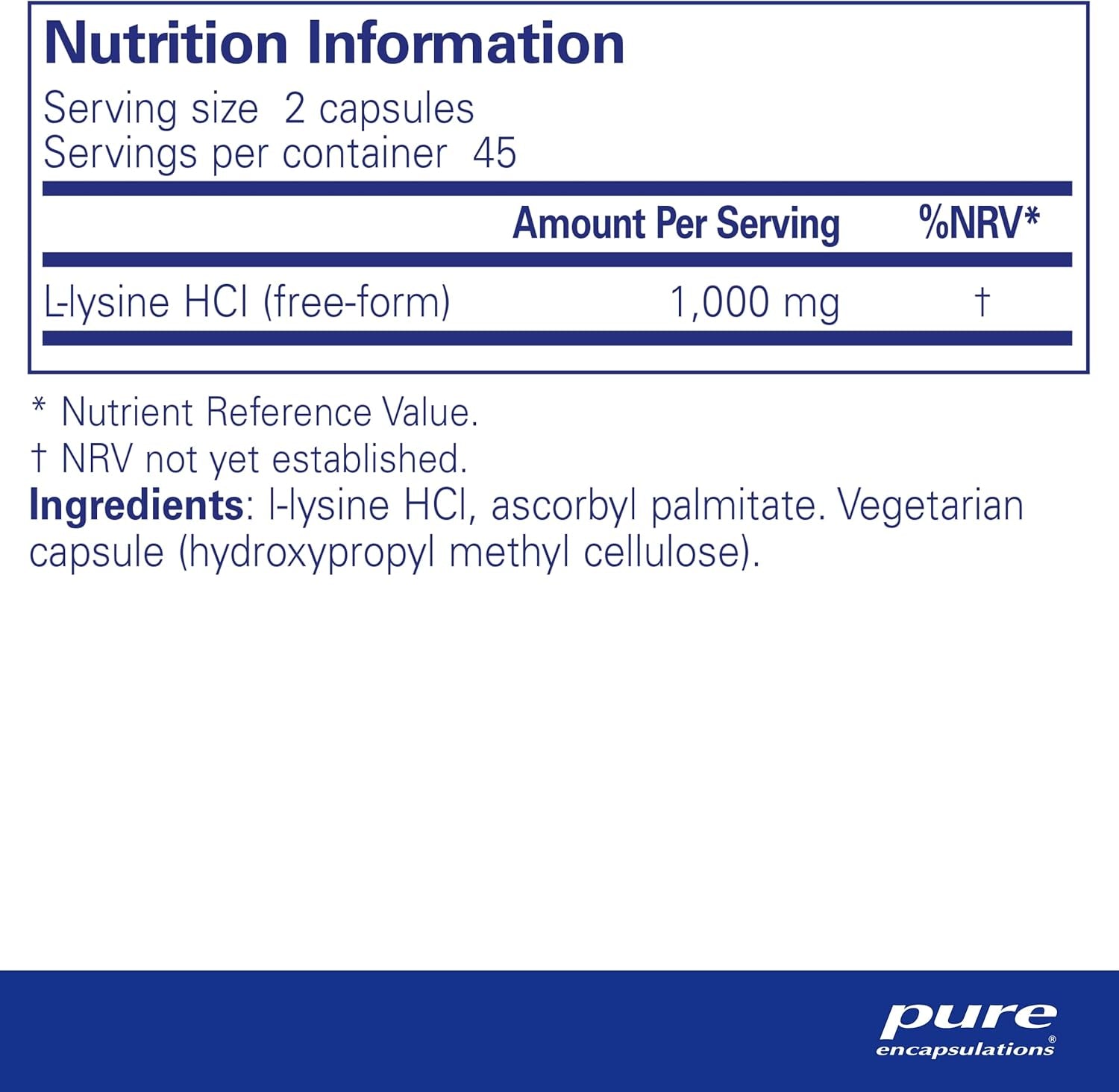 Pure Encapsulations L-Lysine 500Mg - Hypoallergenic Essential Amino Acid Supplement - 90 Vegetarian Capsules